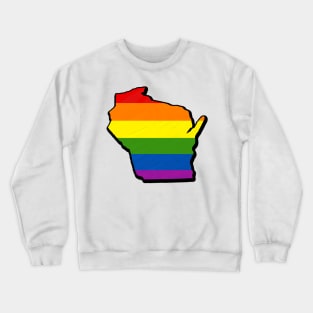 Rainbow Wisconsin Outline Crewneck Sweatshirt